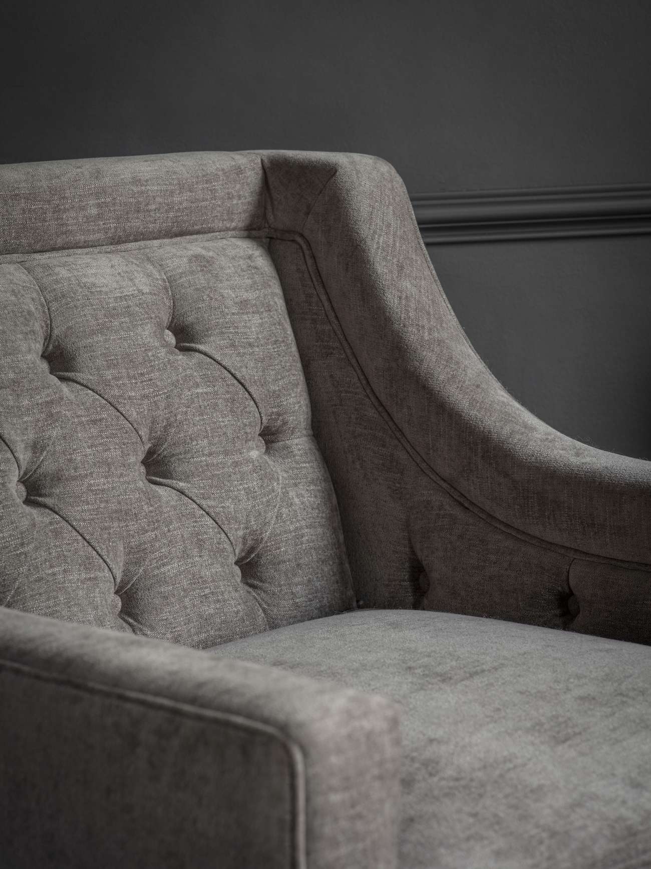 Theodore Buttoned Armchair Warm Grey