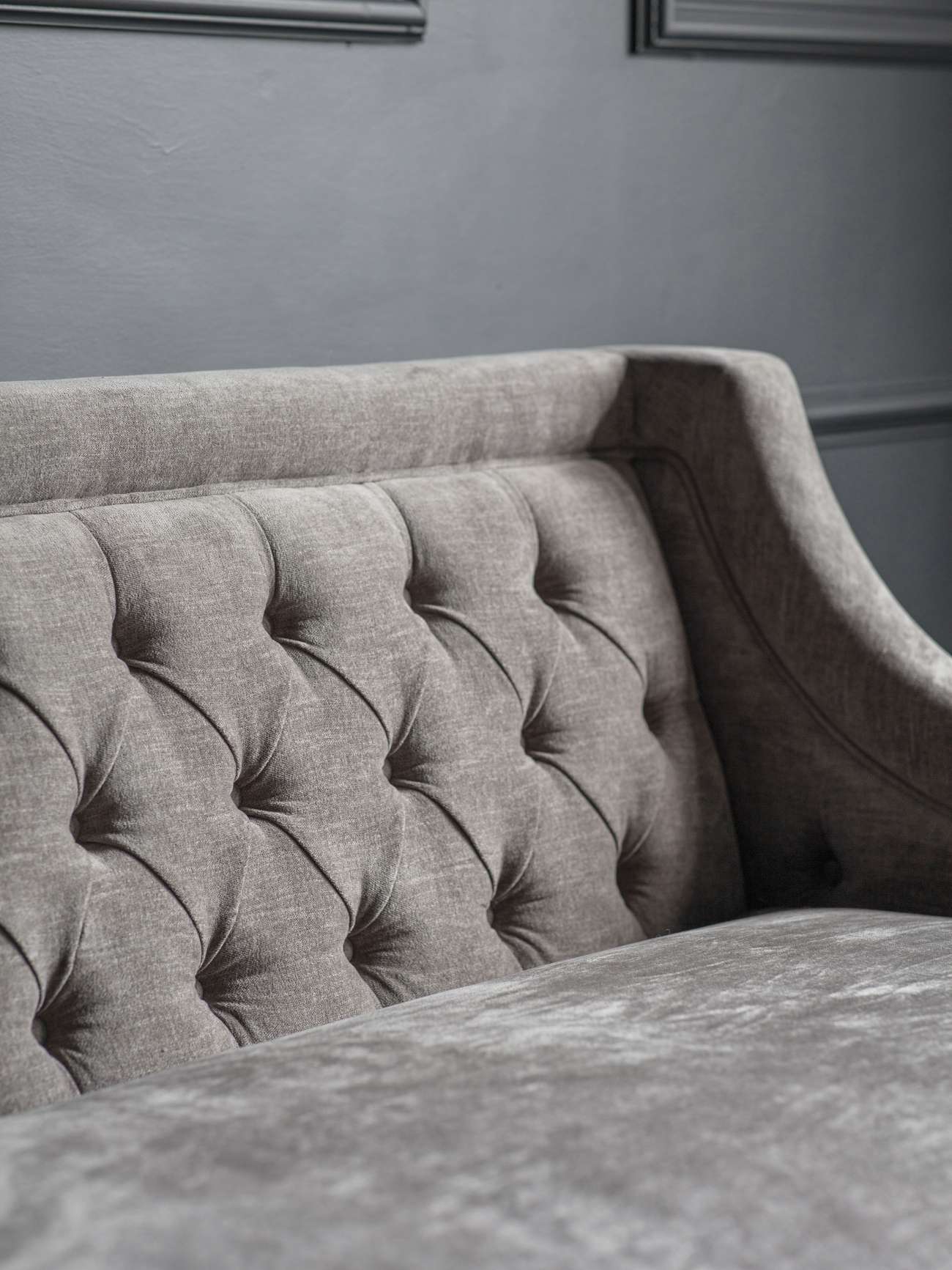 Theodore Buttoned Sofa Warm Grey