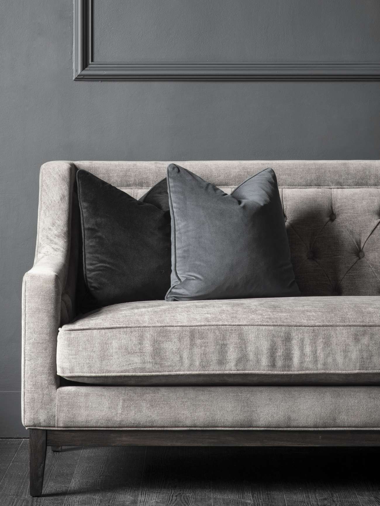Theodore Buttoned Sofa Warm Grey