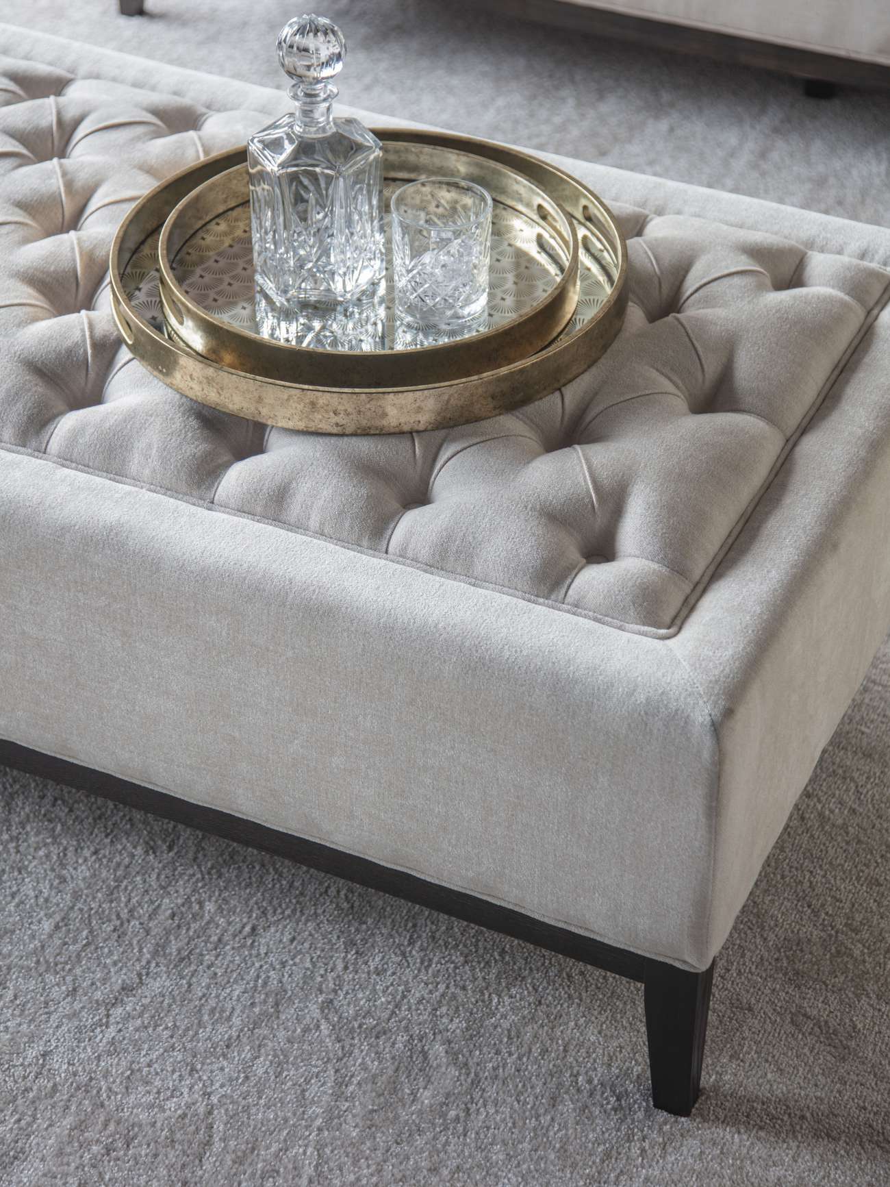 Theodore Buttoned XL Ottoman Ivory