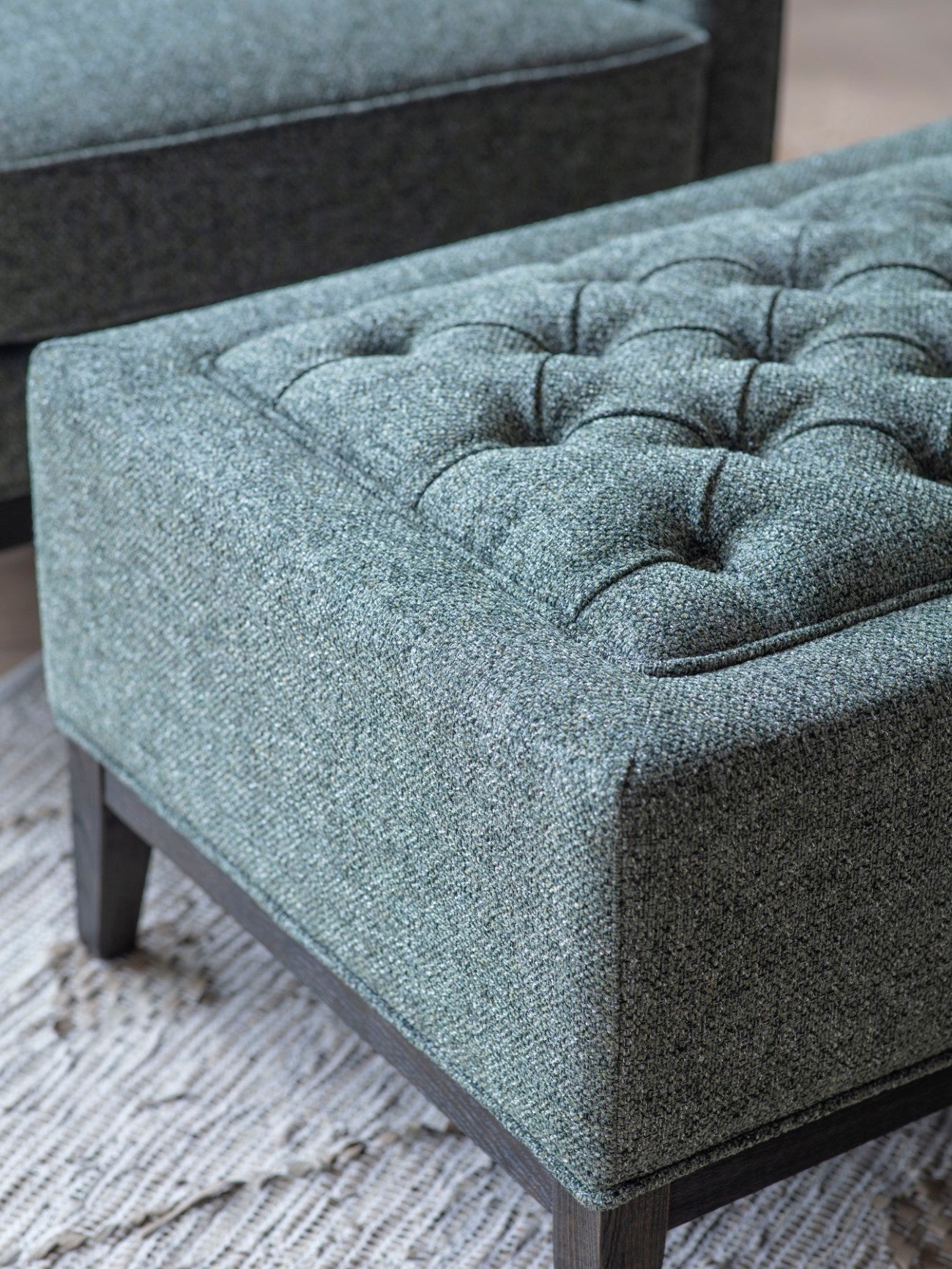 Theodore Buttoned Stool Forest Green