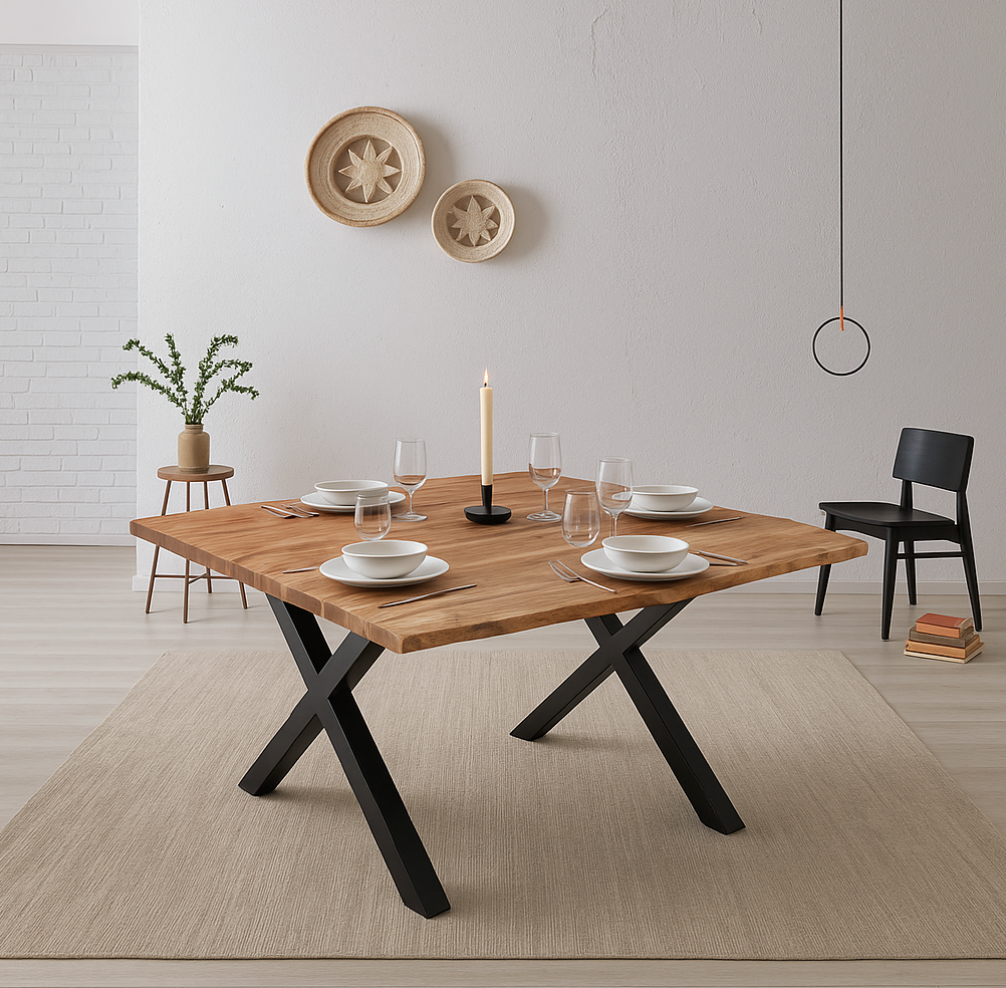 Live Edge Large Square Dining Table