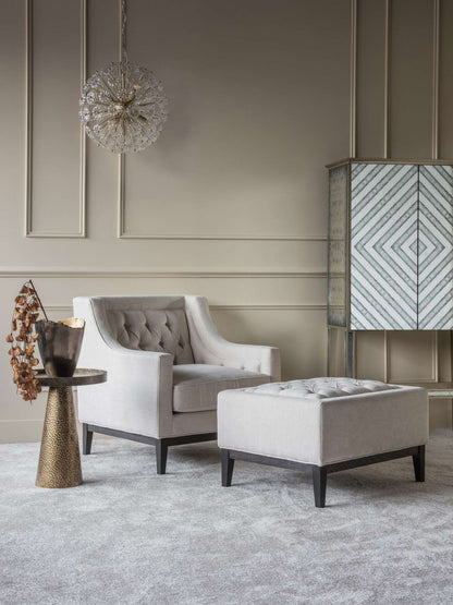 Theodore Buttoned Armchair Ivory
