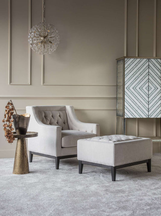 Theodore Buttoned Armchair Ivory