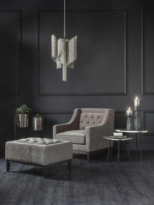 Theodore Buttoned Armchair Warm Grey