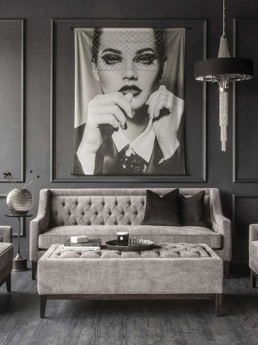 Theodore Buttoned Sofa Warm Grey