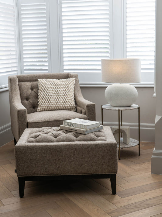 Theodore Buttoned Armchair Dark Taupe