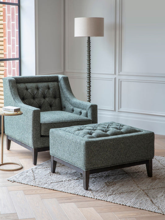 Theodore Buttoned Stool Forest Green