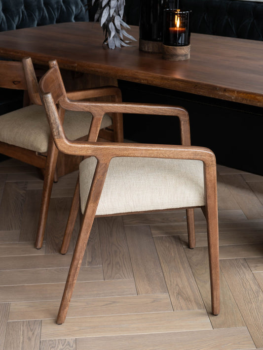 Monterey Wooden Upholstered Dining Chair Beige (x2)