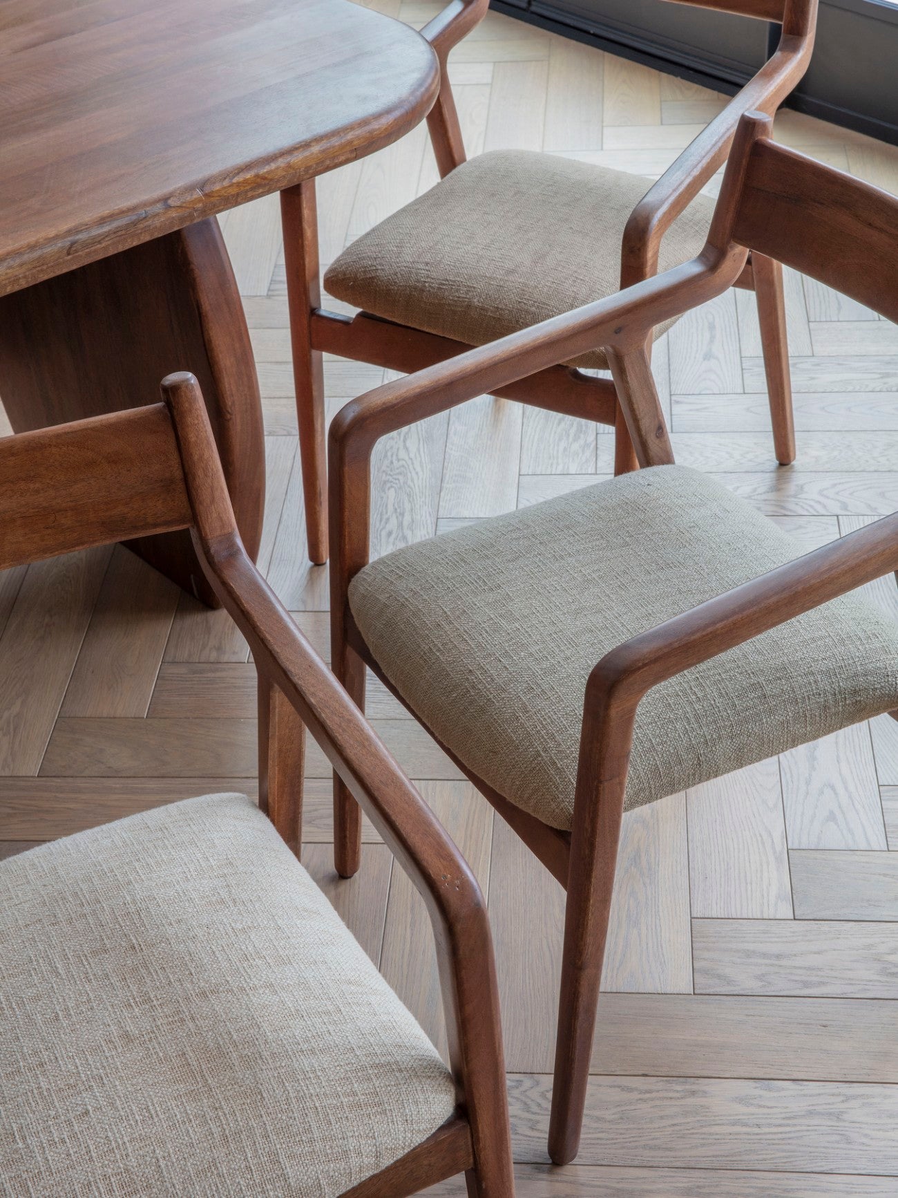 Monterey Wooden Upholstered Dining Chair Beige (x2)