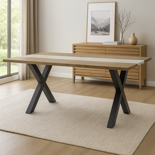 Live Edge Large Light Acacia River Dining Table