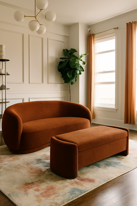 Waverley Upholstered Storage Bench Terracotta